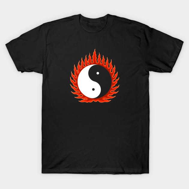 Flaming Yin-Yang / Black variant T-Shirt by Campesino